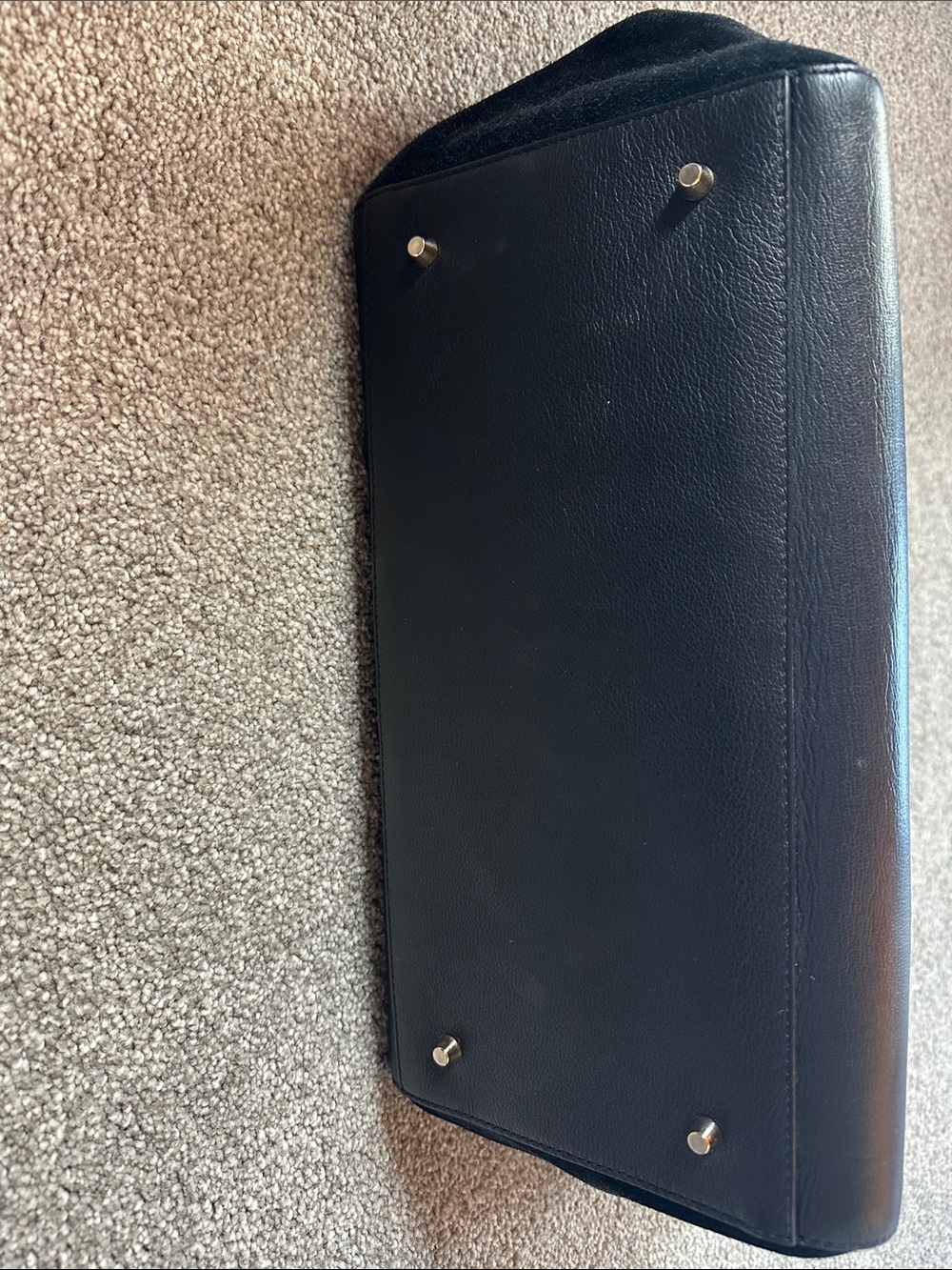 Furla Black Leather and Suede Tote with Gold Accents - Picture 6 of 8